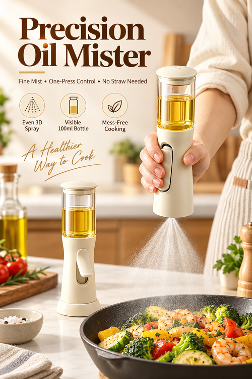 Precision Oil Mister, No Straw Glass Cooking Oil Sprayer, 100ml 3D Fine Mist Oil Spray Bottle for Air Fryer, Salad, Grilling & Pan Cooking