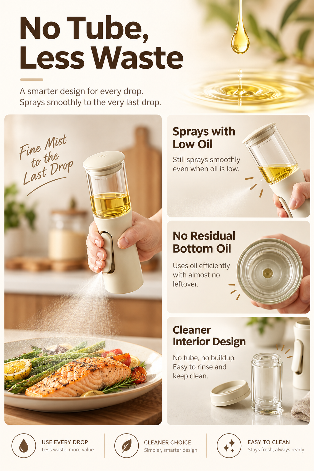 Precision Oil Mister, No Straw Glass Cooking Oil Sprayer, 100ml 3D Fine Mist Oil Spray Bottle for Air Fryer, Salad, Grilling & Pan Cooking