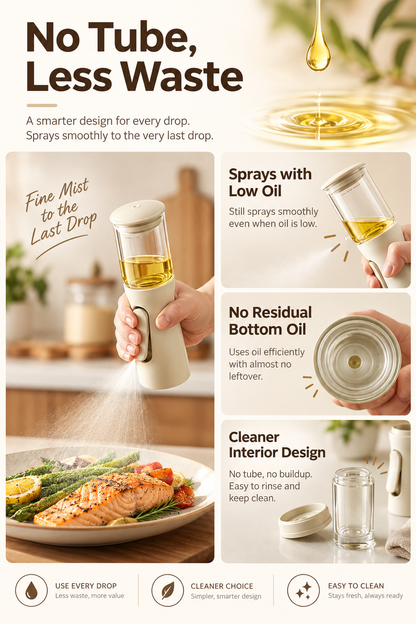 Precision Oil Mister, No Straw Glass Cooking Oil Sprayer, 100ml 3D Fine Mist Oil Spray Bottle for Air Fryer, Salad, Grilling & Pan Cooking